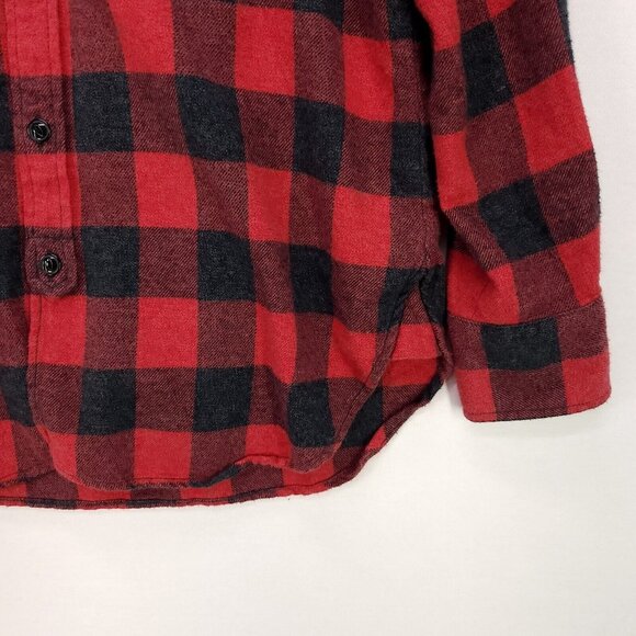 Madewell Flannel Shirt Button Up Red Buffalo Plaid Long Sleeve Size Small Boxy - Picture 7 of 13